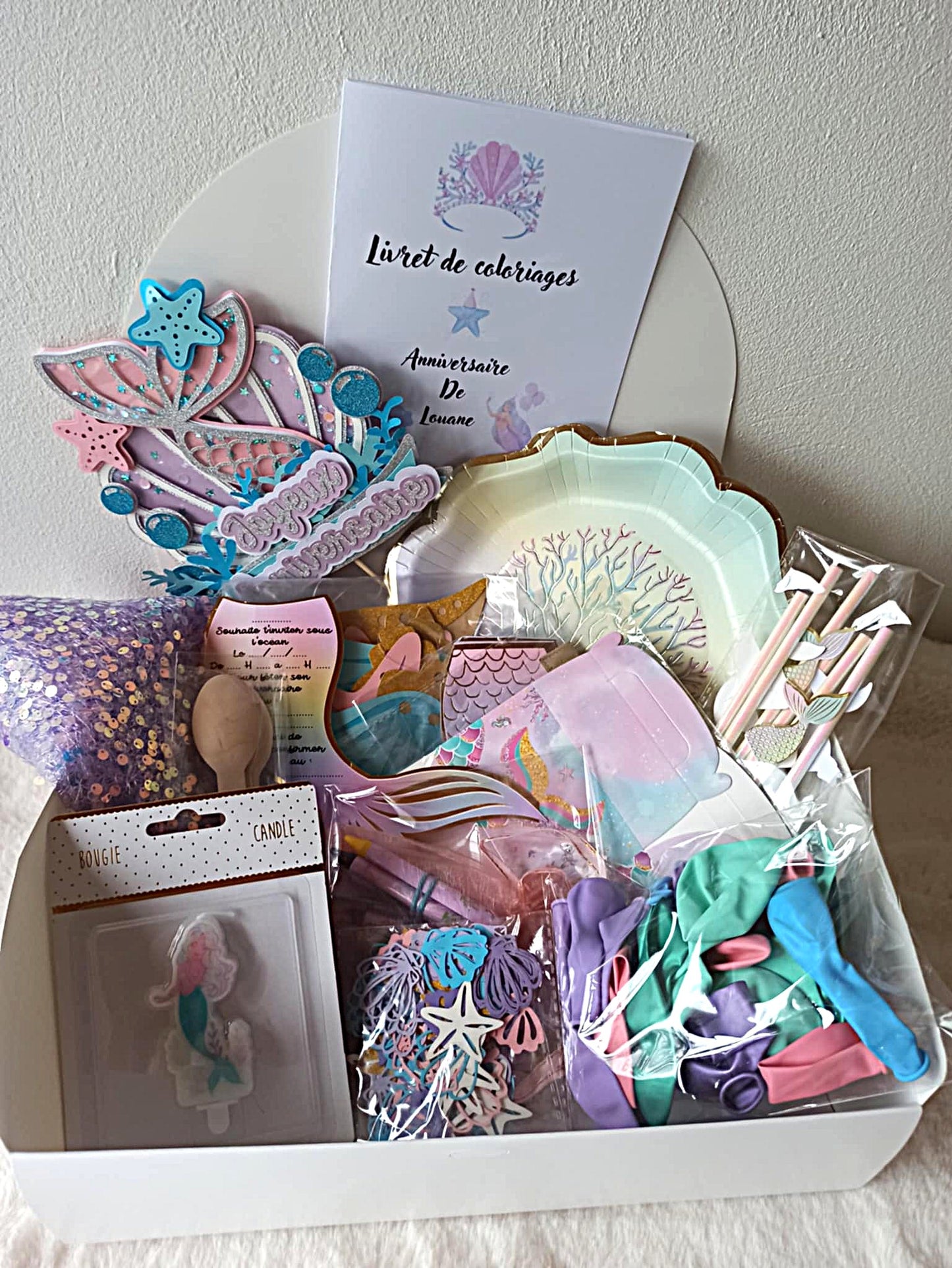 Box Anniversaire Sirène Personnalisée - Kit Complet