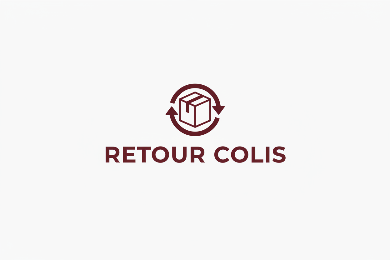 logo retour colis ecrit retour colis le tout en couleur bordeaux